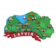 Ledusskapja magnēts Latvijas karte ar pilsētām